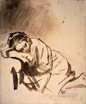 Hendrickje Slapend RJM Rembrandt Pinturas al óleo